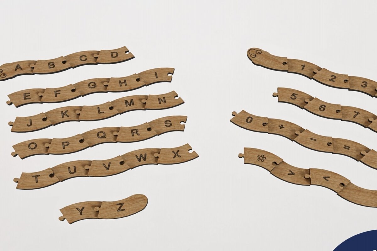 Intra απο ξύλο plywood  Χρώμα wenge 3mm-4mm πάχος - Εκπαίδευση Παζλ Αλφάβητο + Αριθμοί Δίασταση 30x20 cm INTRAFABR-72009077