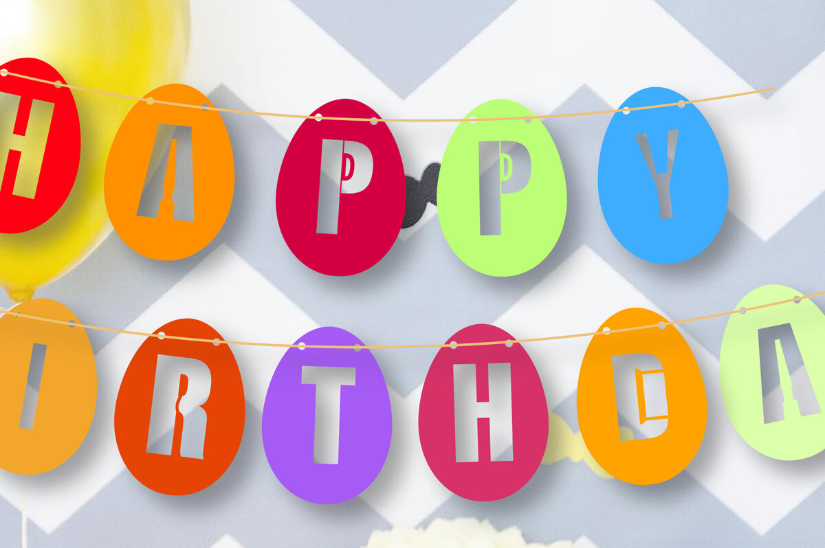 Σετ των 2 Intra απο ξύλο plywood  Χρώμα wenge 3mm-4mm πάχος - Egg Happy Birthday Banner 3D Δίασταση 15x15 cm INTRAFABR-69406294