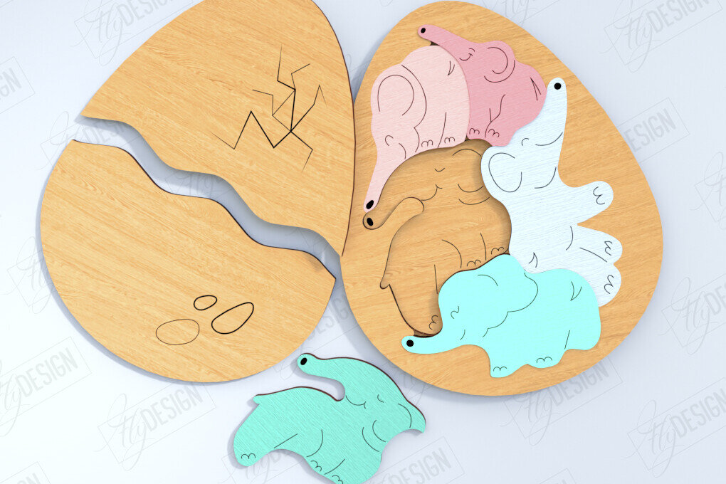 Σετ των 2 Intra απο ξύλο plywood  Χρώμα wenge 3mm-4mm πάχος - Αυγό Ξύλινο Παζλ Κοπή Laser | Μοντεσσόρι Δίασταση 15x15 cm INTRAFABR-92651014