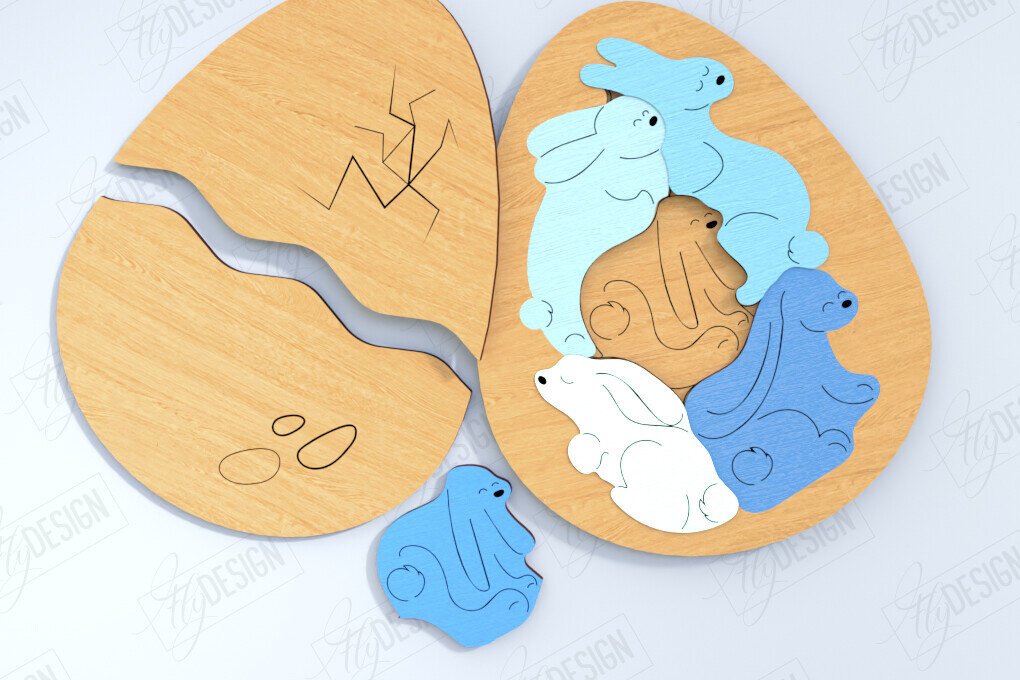 Σετ των 2 Intra απο ξύλο plywood  Χρώμα wenge 3mm-4mm πάχος - Αυγό Ξύλινο Παζλ Κοπή Laser | Μοντεσσόρι Δίασταση 15x15 cm INTRAFABR-77725082