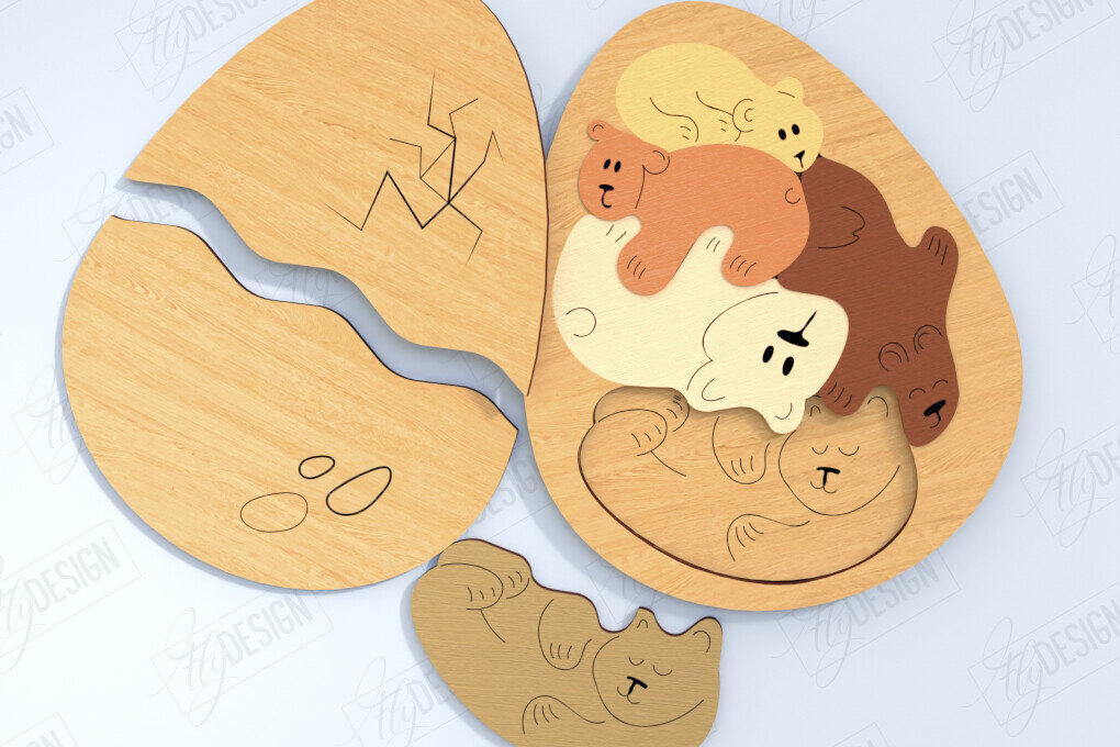 Σετ των 2 Intra απο ξύλο plywood  Χρώμα wenge 3mm-4mm πάχος - Αυγό Ξύλινο Παζλ Κοπή Laser | Μοντεσσόρι Δίασταση 15x15 cm INTRAFABR-106877011