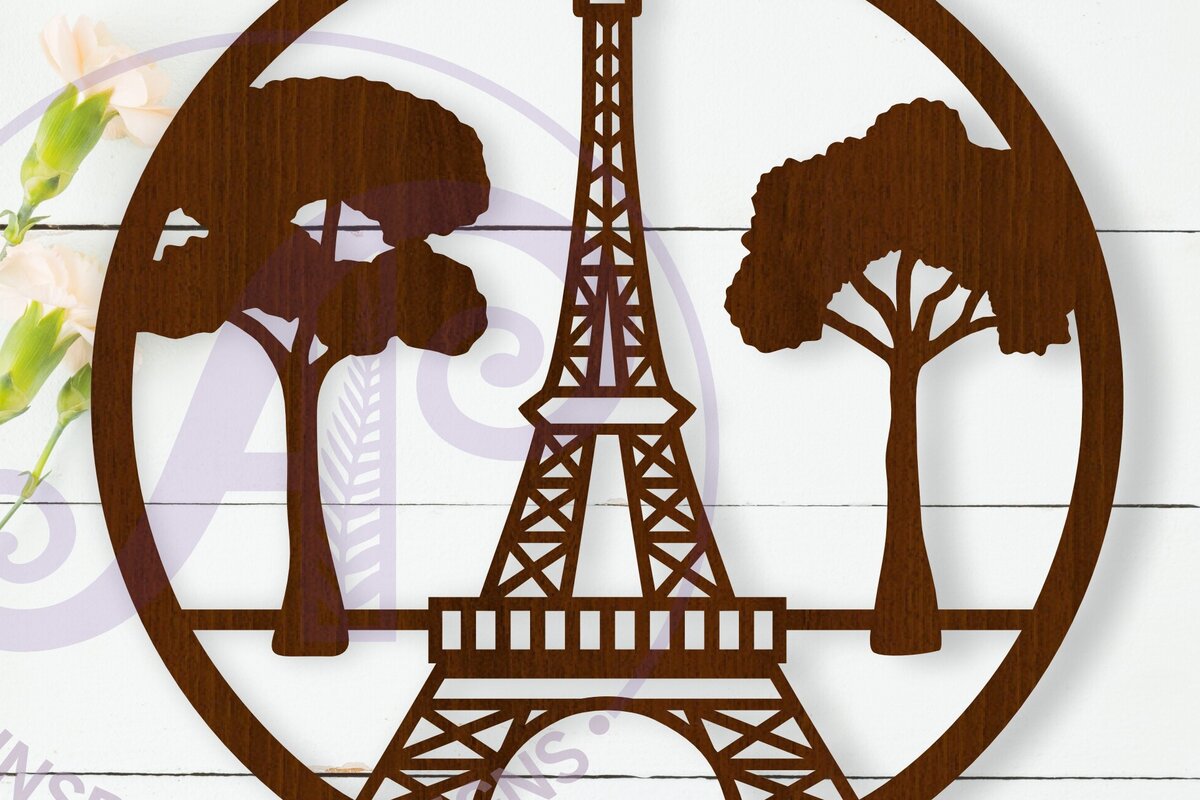 Intra απο ξύλο plywood  Χρώμα wenge 3mm-4mm πάχος - Επιτοίχια επιγραφή του Πύργου του Άιφελ, . Διάνυσμα Δίασταση 30x20 cm INTRAFABR-42167477