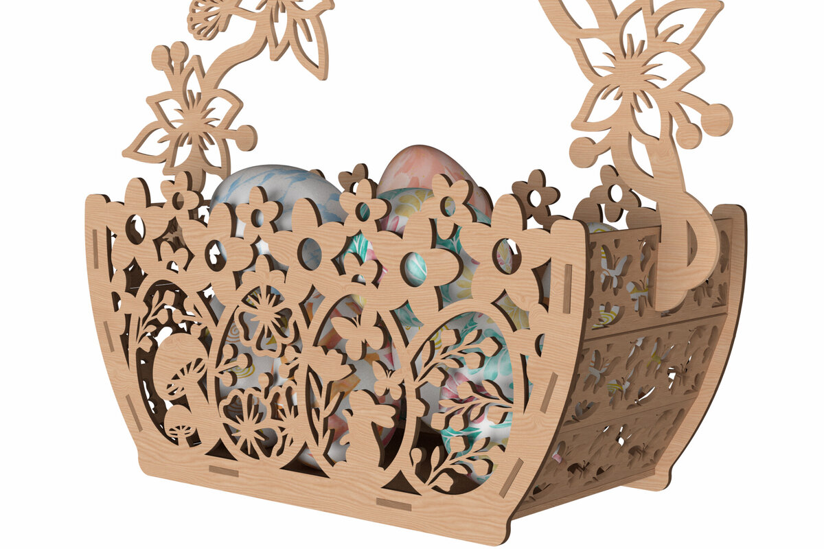 Intra απο ξύλο plywood  Χρώμα wenge 3mm-4mm πάχος - Κομψό πασχαλινό καλάθι κοπής με λέιζερ Δίασταση 30x20 cm INTRAFABR-32546864