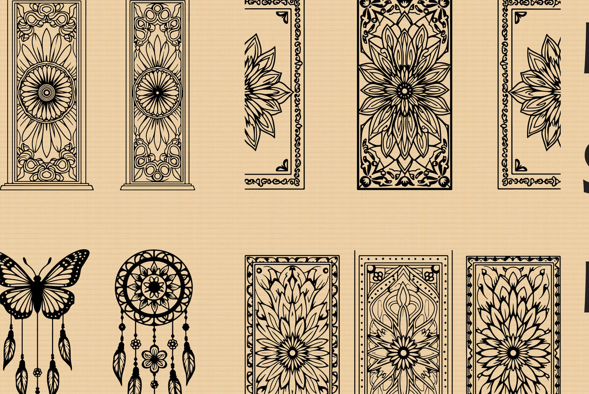 Intra απο ξύλο plywood  Χρώμα wenge 3mm-4mm πάχος - Κομψό Floral Border Design Δίασταση 40x50 cm INTRAFABR-91509824