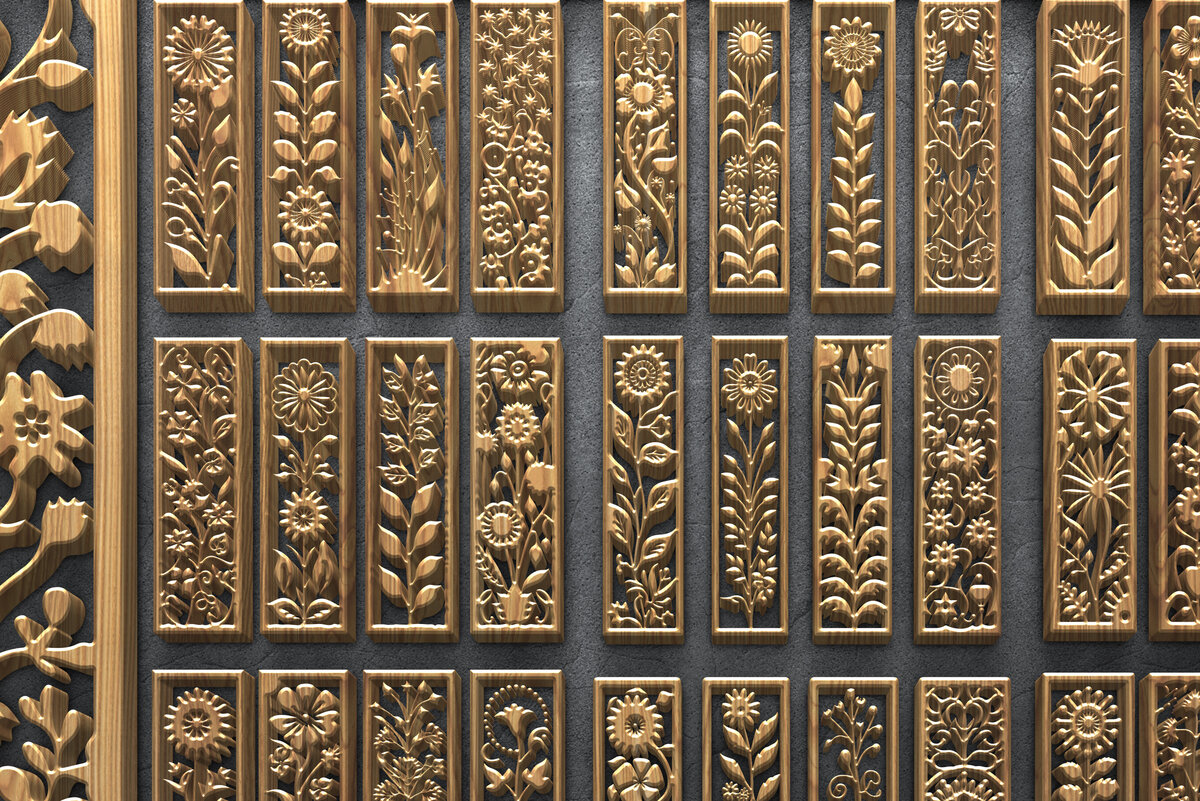 Intra απο ξύλο plywood  Χρώμα wenge 3mm-4mm πάχος - Κομψά πάνελ με λουλούδια κοπής με λέιζερ Δίασταση 3200x7200 cm INTRAFABR-28744264