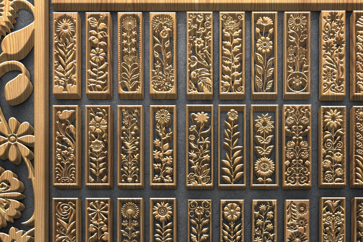 Intra απο ξύλο plywood  Χρώμα wenge 3mm-4mm πάχος - Κομψά πάνελ με λουλούδια κοπής με λέιζερ Δίασταση 3200x7200 cm INTRAFABR-28744479