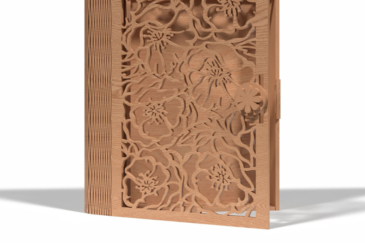 Intra απο ξύλο plywood  Χρώμα wenge 3mm-4mm πάχος - Κομψό Floral Ξύλινο Κουτί κομμένο με λέιζερ Δίασταση 30x30 cm INTRAFABR-110508863