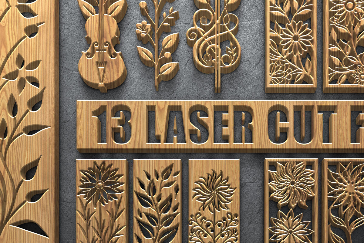 Intra απο ξύλο plywood  Χρώμα wenge 3mm-4mm πάχος - Κομψό Floral Music Laser σετ Δίασταση 3600x5400 cm INTRAFABR-110452470