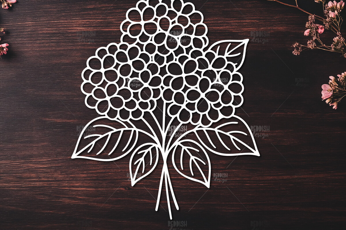 Intra απο ξύλο plywood  Χρώμα wenge 3mm-4mm πάχος - Κομψό σχέδιο ορτανσίας κοπής Δίασταση 30x20 cm INTRAFABR-36958550