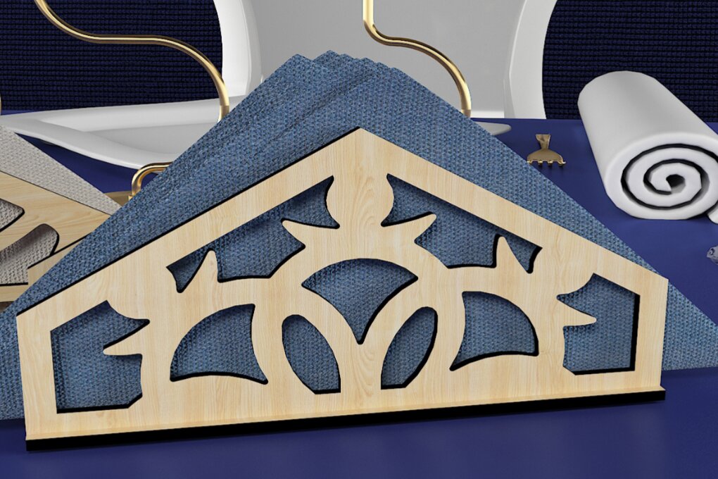 Σετ των 2 Intra απο ξύλο plywood  Χρώμα wenge 3mm-4mm πάχος - Κομψή θήκη χαρτοπετσέτας κοπής με λέιζερ 116 Δίασταση 20x20 cm INTRAFABR-104685945