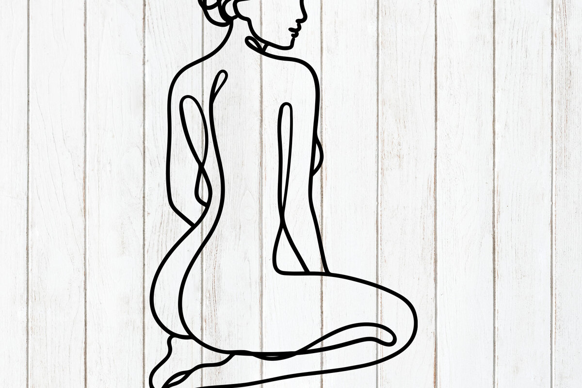 Σετ των 2 Intra απο ξύλο plywood  Χρώμα wenge 3mm-4mm πάχος - Elegant Woman One Line Art Δίασταση 6x6 cm INTRAFABR-95037813