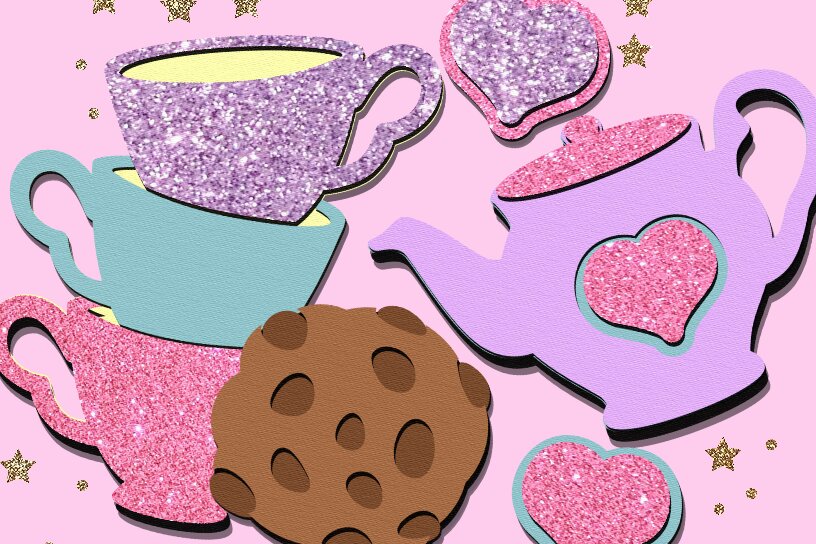 Σετ των 2 Intra απο ξύλο plywood  Χρώμα wenge 3mm-4mm πάχος - Elements 3D Tea Party Δίασταση 20x20 cm INTRAFABR-95042272