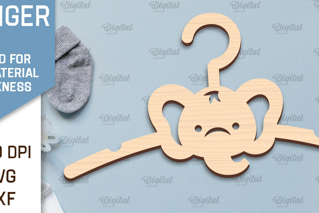 Intra απο ξύλο plywood  Χρώμα wenge 3mm-4mm πάχος - Κρεμάστρα μωρού ελέφαντα με λέιζερ Δίασταση 30x20 cm INTRAFABR-94982078