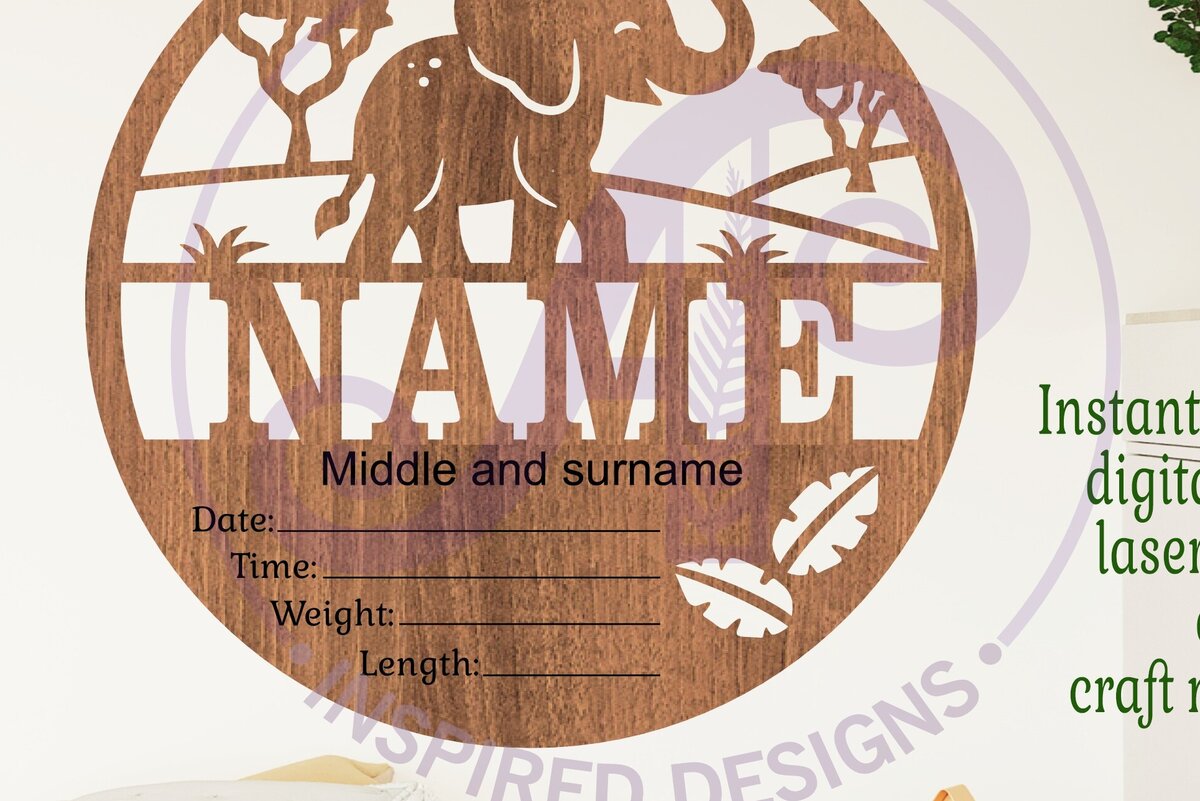 Intra απο ξύλο plywood  Χρώμα wenge 3mm-4mm πάχος - Στατιστικά νεογέννητου μωρού ελέφαντα, σημάδι γέννησης Δίασταση 30x20 cm INTRAFABR-47679537