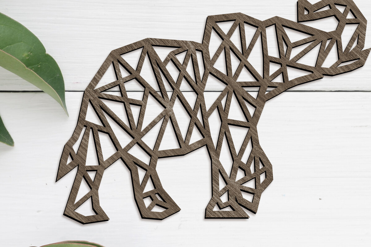 Σετ των 2 Intra απο ξύλο plywood  Χρώμα wenge 3mm-4mm πάχος - Πρότυπο κοπής λέιζερ με ένα στρώμα ελέφαντα Δίασταση 19x17 cm INTRAFABR-87250414