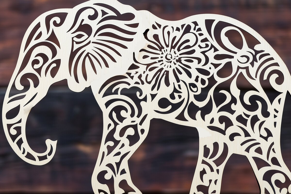 Σετ των 2 Intra απο ξύλο plywood  Χρώμα wenge 3mm-4mm πάχος - Πρότυπο κοπής με λέιζερ κοπής χαρτιού ελέφαντα Δίασταση 10x15 cm INTRAFABR-6746351