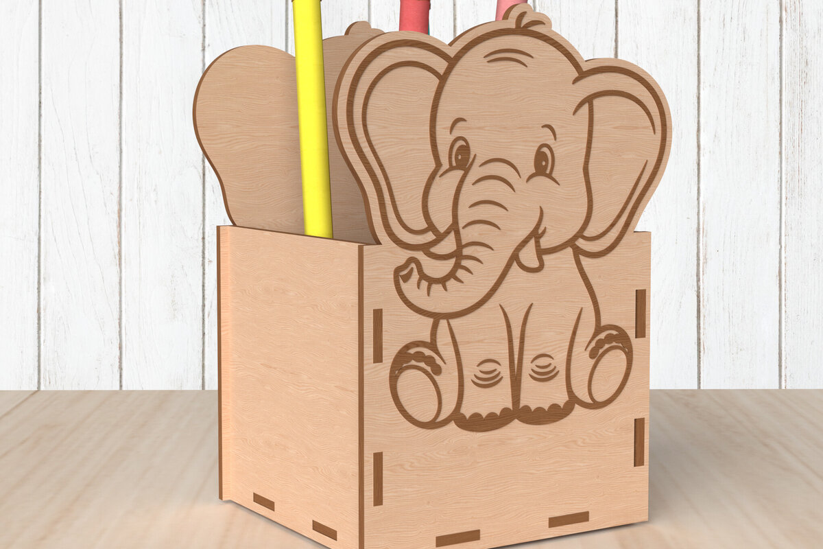 Intra απο ξύλο plywood  Χρώμα wenge 3mm-4mm πάχος - Μολυβοθήκη ελέφαντα Δίασταση 30x20 cm INTRAFABR-98388049