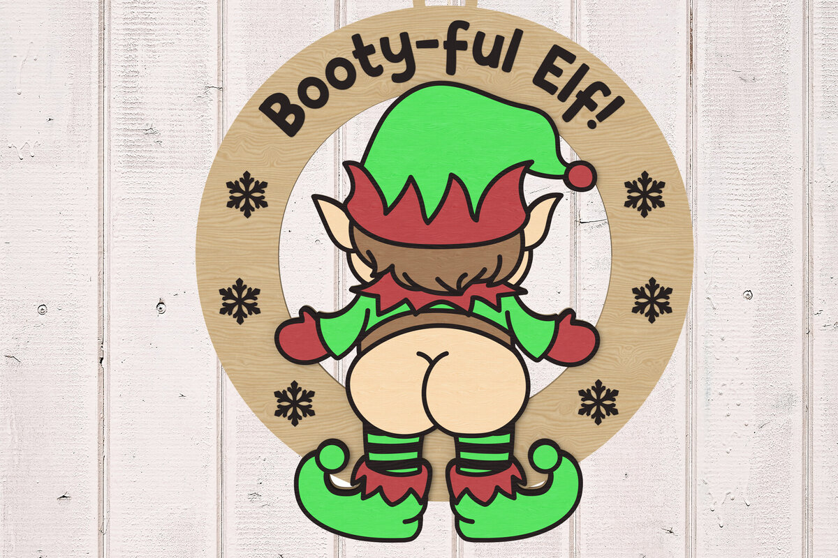 Σετ των 2 Intra απο ξύλο plywood  Χρώμα wenge 3mm-4mm πάχος - Elf Booty-ful Ornament Δίασταση 6x6 cm INTRAFABR-122587717