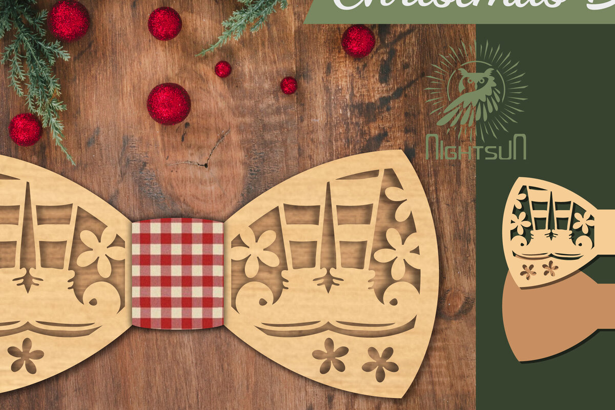 Σετ των 2 Intra απο ξύλο plywood  Χρώμα wenge 3mm-4mm πάχος - Elf Legs Bowtie Δίασταση 20x20 cm INTRAFABR-122676974