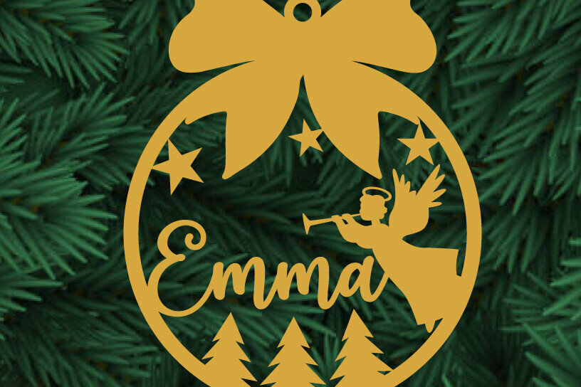 Σετ των 2 Intra απο ξύλο plywood  Χρώμα wenge 3mm-4mm πάχος - κοπής με λέιζερ Χριστουγεννιάτικο στολίδι Emma Δίασταση 6x6 cm INTRAFABR-47241506