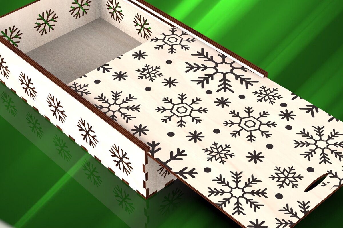 Σετ των 2 Intra απο ξύλο plywood  Χρώμα wenge 3mm-4mm πάχος - Χαραγμένο χριστουγεννιάτικο δώρο Κουτί με συρόμενο καπάκι Δίασταση 15x15 cm INTRAFABR-122723070