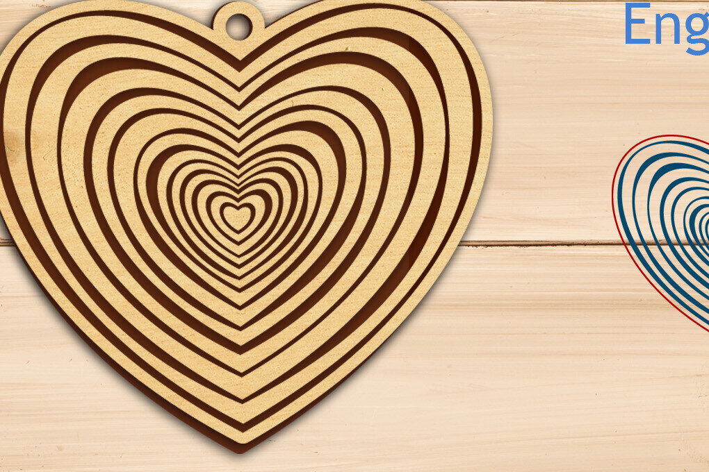 Σετ των 2 Intra απο ξύλο plywood  Χρώμα wenge 3mm-4mm πάχος - Μπρελόκ Καρδιάς με χαραγμένο Δίασταση 4x4 cm INTRAFABR-122559029