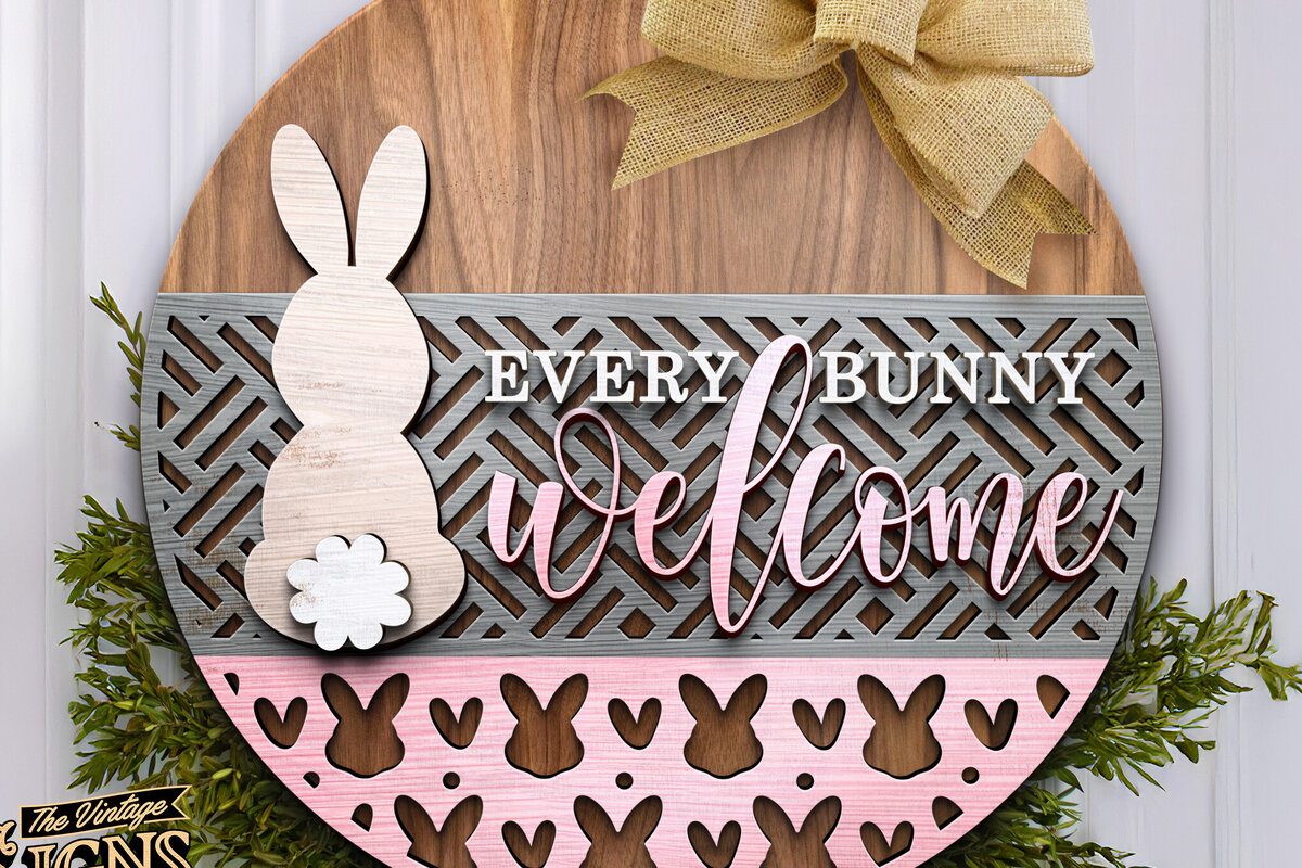 Σετ των 2 Intra απο ξύλο plywood  Χρώμα wenge 3mm-4mm πάχος - Κάθε λαγουδάκι καλώς ήλθατε | Κρεμάστρα πόρτας Δίασταση 15x15 cm INTRAFABR-95304391