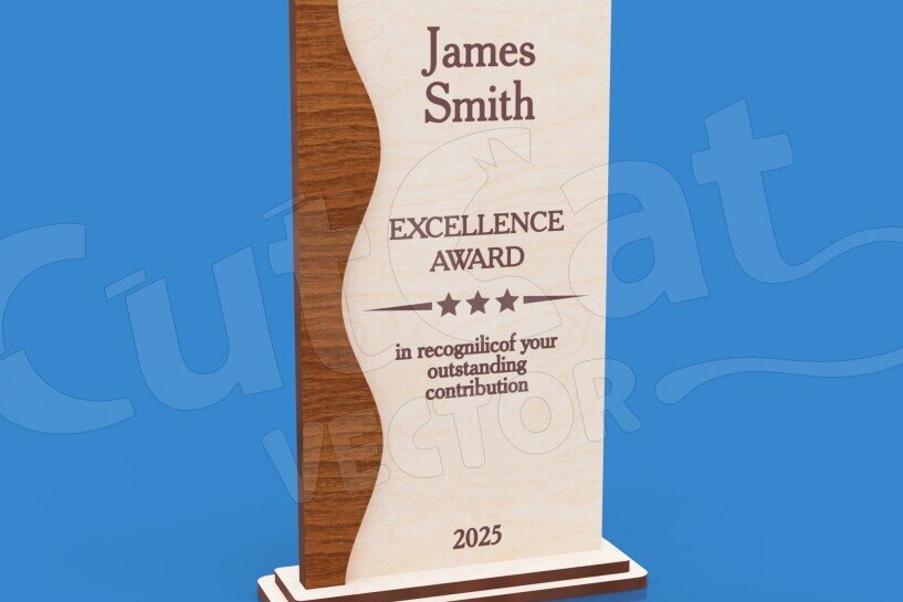 Intra απο ξύλο plywood  Χρώμα wenge 3mm-4mm πάχος - Excellence Trophy με Wave Accent Δίασταση 30x20 cm INTRAFABR-72143453