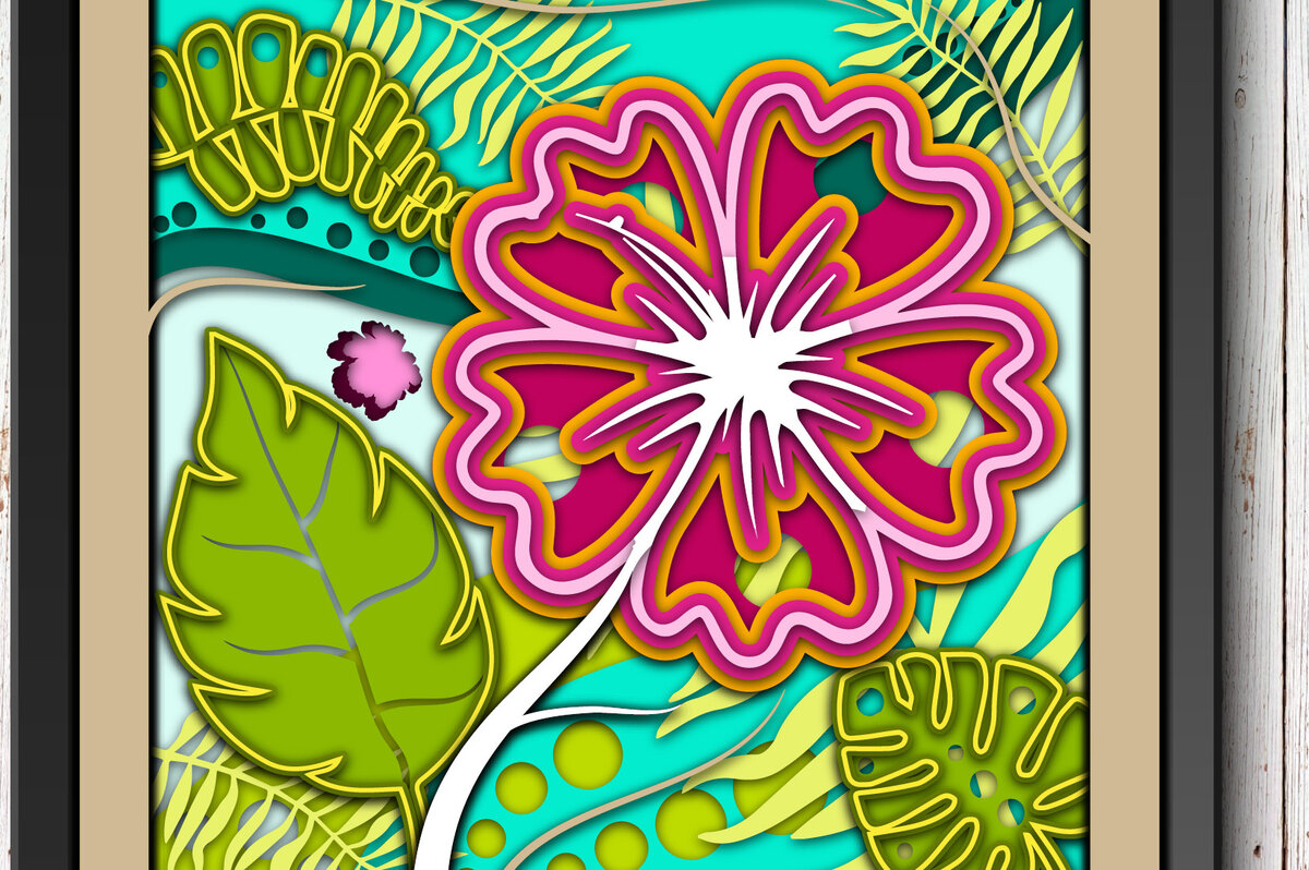 Σετ των 2 Intra απο ξύλο plywood  Χρώμα wenge 3mm-4mm πάχος - Exotic Flower 3D Multilayer Δίασταση 20x20 cm INTRAFABR-72164556