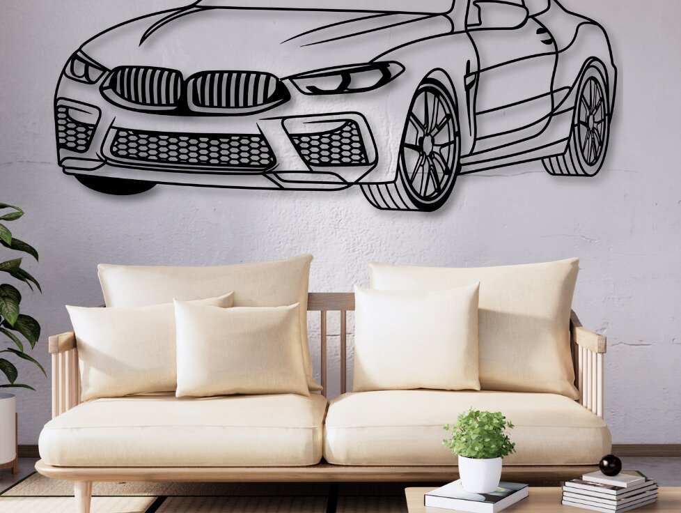 Σετ των 2 Intra απο ξύλο plywood  Χρώμα wenge 3mm-4mm πάχος - F92 M8 Car Silhouette Dxf Δίασταση 20x20 cm INTRAFABR-76075264