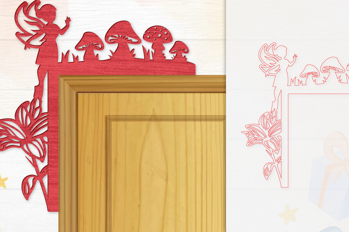 Σετ των 2 Intra απο ξύλο plywood  Χρώμα wenge 3mm-4mm πάχος - Γωνιακή Fairy Door Δίασταση 20x20 cm INTRAFABR-123409404