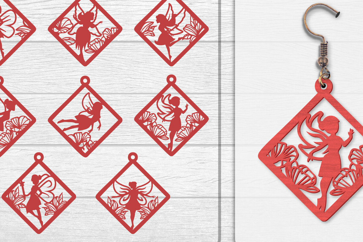 Σετ των 3 Intra απο ξύλο plywood  Χρώμα wenge 3mm-4mm πάχος - Σκουλαρίκια Fairy Lasercut BNDLES 8 ΣΧΕΔΙΑ Δίασταση 3x3 cm INTRAFABR-123409114