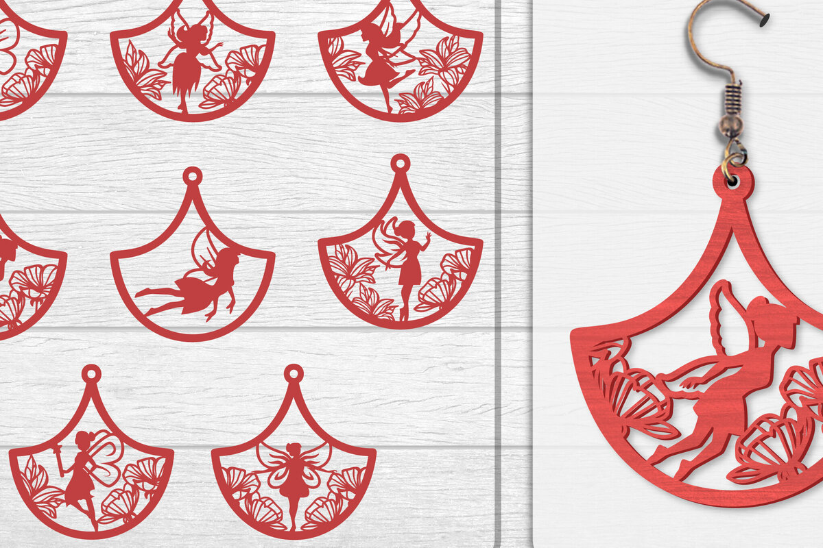 Σετ των 3 Intra απο ξύλο plywood  Χρώμα wenge 3mm-4mm πάχος - Σκουλαρίκια Fairy Lasercut BNDLES 8 ΣΧΕΔΙΑ Δίασταση 3x3 cm INTRAFABR-123409140