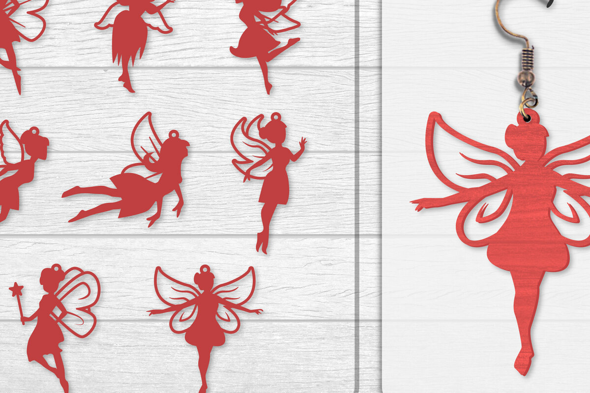 Σετ των 3 Intra απο ξύλο plywood  Χρώμα wenge 3mm-4mm πάχος - Σκουλαρίκια Fairy Lasercut BNDLES 8 ΣΧΕΔΙΑ Δίασταση 3x3 cm INTRAFABR-123409370