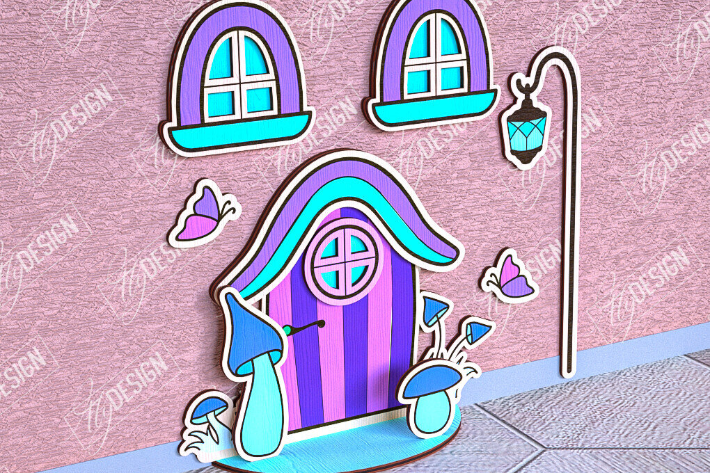 Intra απο ξύλο plywood  Χρώμα wenge 3mm-4mm πάχος - Fairy Garden Door Design | Νεραϊδόσπιτο Δίασταση 30x20 cm INTRAFABR-43772978