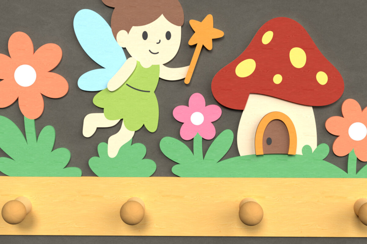 Σετ των 2 Intra απο ξύλο plywood  Χρώμα wenge 3mm-4mm πάχος - Fairy Garden Wall Hook Δίασταση 6x6 cm INTRAFABR-67962798