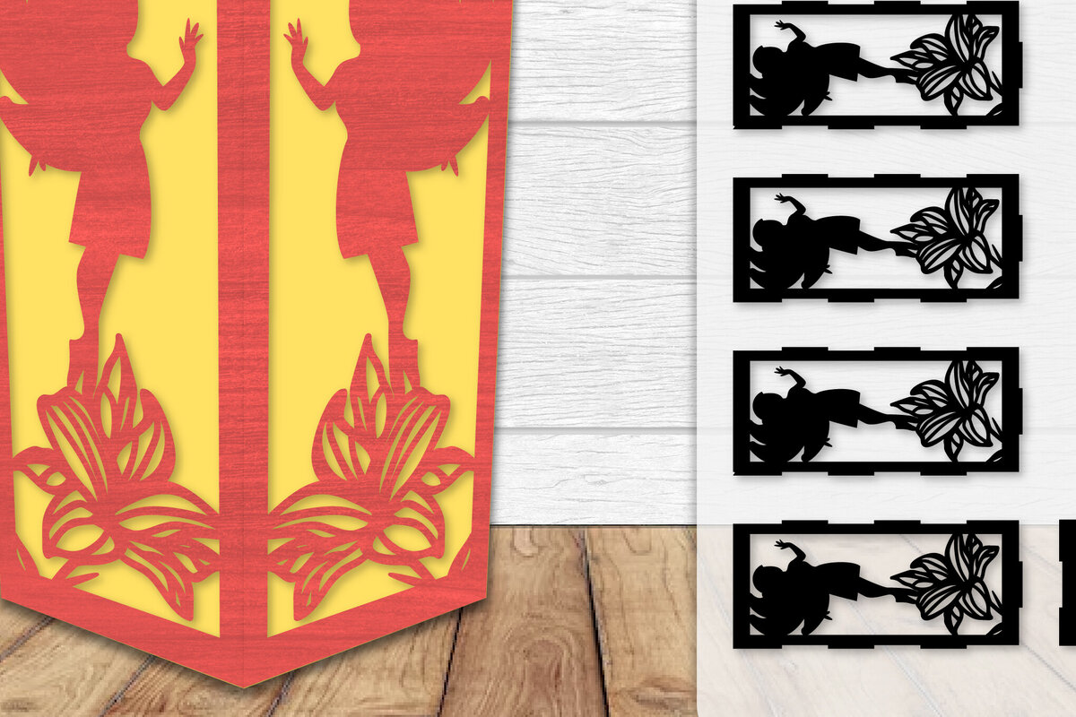 Σετ των 2 Intra απο ξύλο plywood  Χρώμα wenge 3mm-4mm πάχος - Fairy Lamp Lasercut Δίασταση 20x20 cm INTRAFABR-88133011