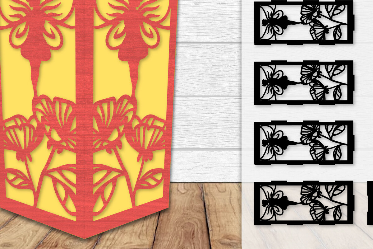 Σετ των 2 Intra απο ξύλο plywood  Χρώμα wenge 3mm-4mm πάχος - Fairy Lamp Lasercut Δίασταση 20x20 cm INTRAFABR-88133097