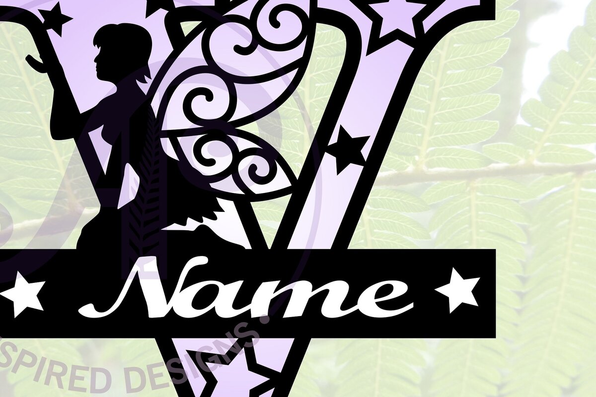 Intra απο ξύλο plywood  Χρώμα wenge 3mm-4mm πάχος - Fairy Letter V Μονόγραμμα Cut Δίασταση 30x20 cm INTRAFABR-68108849