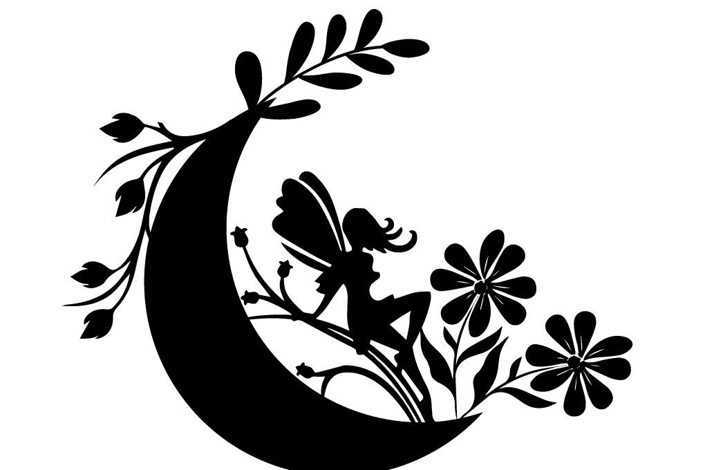 Σετ των 2 Intra απο ξύλο plywood  Χρώμα wenge 3mm-4mm πάχος - Fairy Moon Floral κορίτσι με φύλλα δέντρο Δίασταση 20x20 cm INTRAFABR-89110809