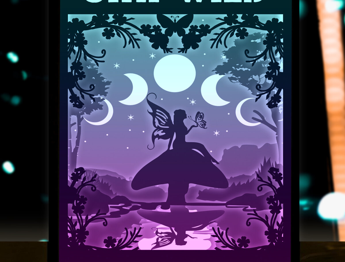 Σετ των 2 Intra απο ξύλο plywood  Χρώμα wenge 3mm-4mm πάχος - Πρότυπο φωτιστικού κουτιού χαρτιού κοπής Fairy Moon Δίασταση 20x20 cm INTRAFABR-87774929