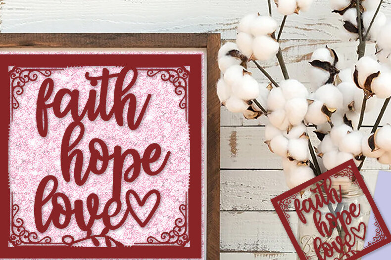 Σετ των 2 Intra απο ξύλο plywood  Χρώμα wenge 3mm-4mm πάχος - Faith Hope Love out Cards Δίασταση 5x7 cm INTRAFABR-118357008