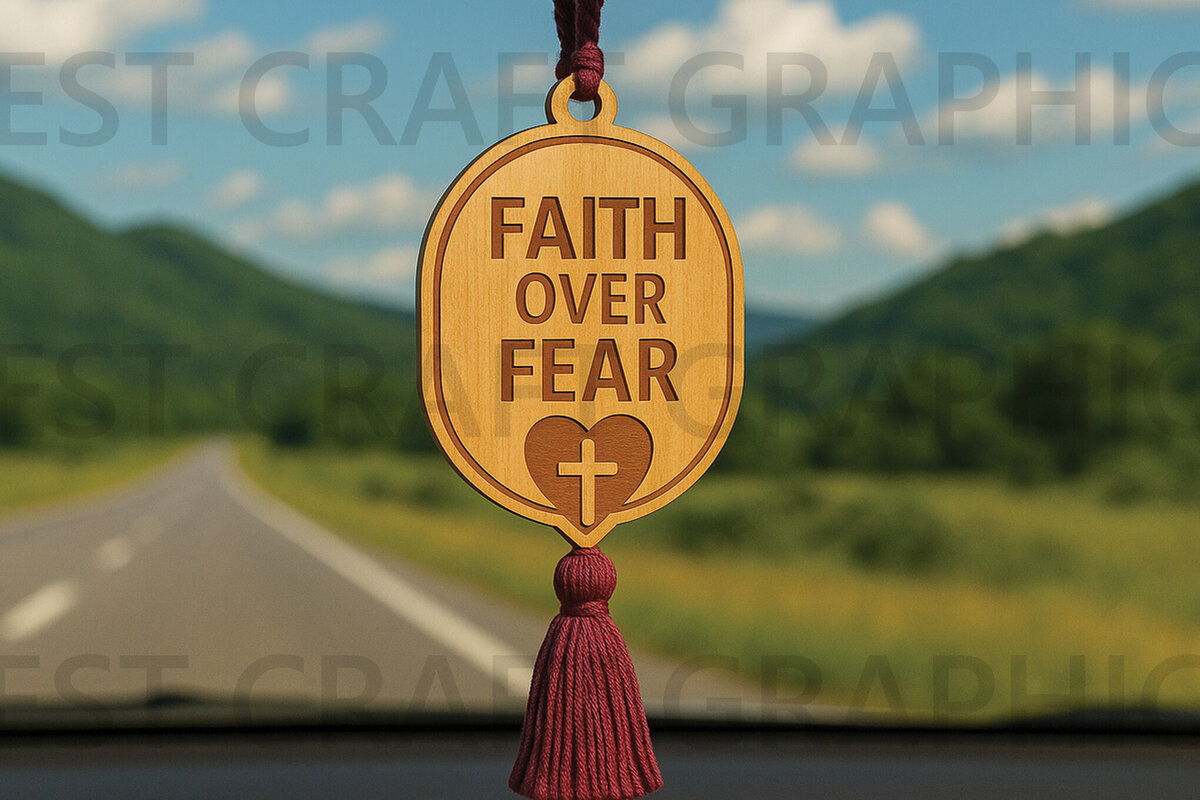 Σετ των 2 Intra απο ξύλο plywood  Χρώμα wenge 3mm-4mm πάχος - Faith over Fear Car Hanger Δίασταση 4x4 cm INTRAFABR-66918029