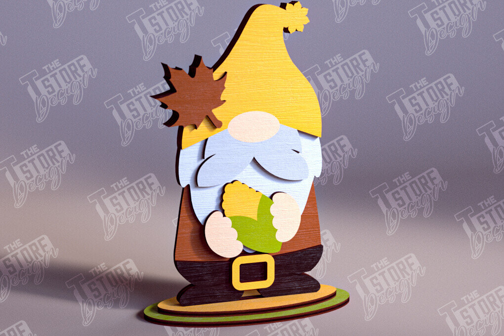 Σετ των 2 Intra απο ξύλο plywood  Χρώμα wenge 3mm-4mm πάχος - Fall Gnomes | Φθινοπωρινό σχέδιο | CNC Δίασταση 15x15 cm INTRAFABR-69462723