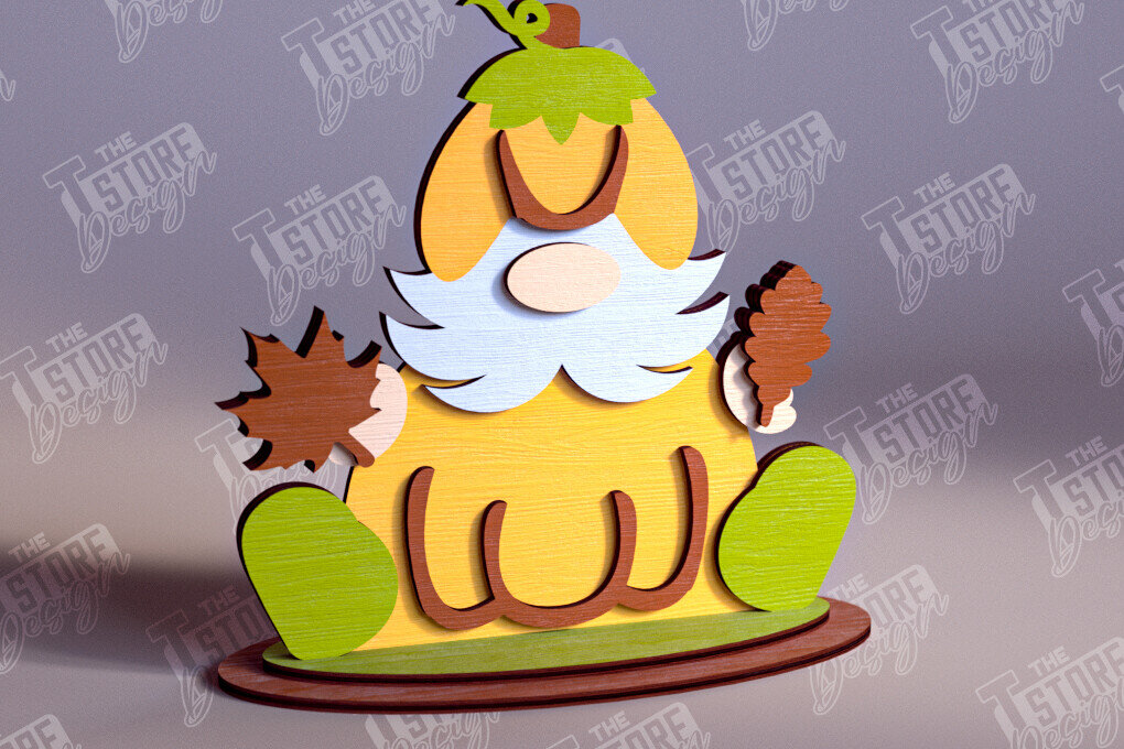 Σετ των 2 Intra απο ξύλο plywood  Χρώμα wenge 3mm-4mm πάχος - Fall Gnomes | Φθινοπωρινό σχέδιο | CNC Δίασταση 15x15 cm INTRAFABR-71784942