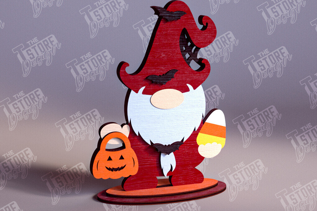 Σετ των 2 Intra απο ξύλο plywood  Χρώμα wenge 3mm-4mm πάχος - Fall Gnomes | Φθινοπωρινό σχέδιο | CNC Δίασταση 15x15 cm INTRAFABR-71785250