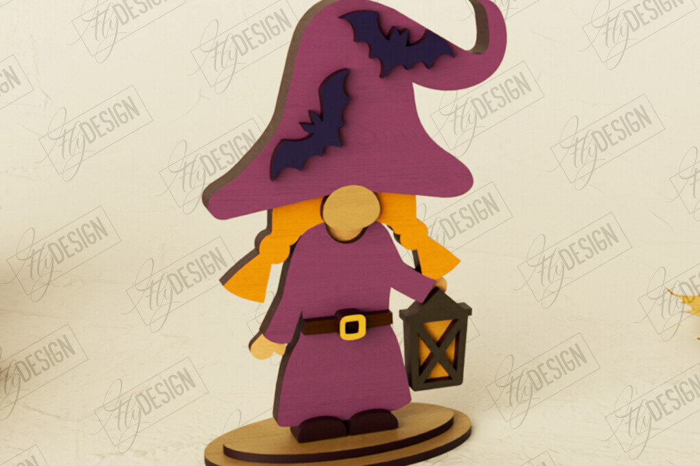 Σετ των 2 Intra απο ξύλο plywood  Χρώμα wenge 3mm-4mm πάχος - Fall Gnomes | Halloween Gnomes | CNC Δίασταση 15x15 cm INTRAFABR-71785599