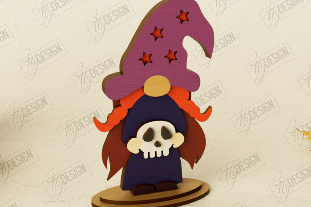 Σετ των 2 Intra απο ξύλο plywood  Χρώμα wenge 3mm-4mm πάχος - Fall Gnomes | Halloween Gnomes | CNC Δίασταση 15x15 cm INTRAFABR-71787879