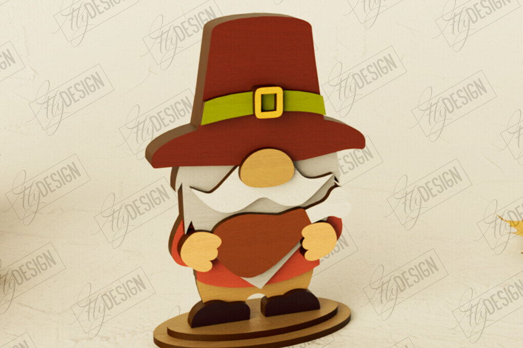 Σετ των 2 Intra απο ξύλο plywood  Χρώμα wenge 3mm-4mm πάχος - Fall Gnomes | Ημέρα των Ευχαριστιών | Συγκομιδή Δίασταση 15x15 cm INTRAFABR-71786541