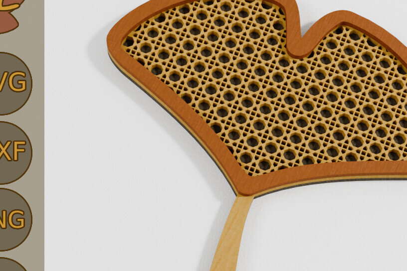 Intra απο ξύλο plywood  Χρώμα wenge 3mm-4mm πάχος - Fall Leaf Ginkgo Autumn Laser 3D Layered Δίασταση 40x50 cm INTRAFABR-80062916